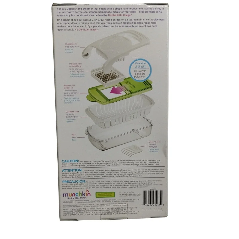 Munchkin Fresh Food Chopper & Steamer 2-in-1 Baby Food Maker BPA-Free‎